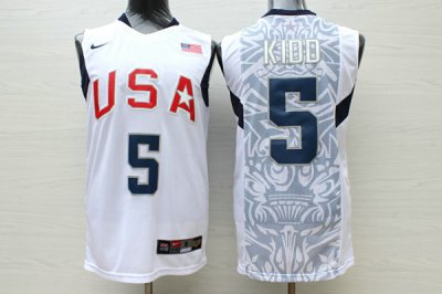 Nike Team USA 2008 Olympics Jason Kidd 5 Basketball Jersey White